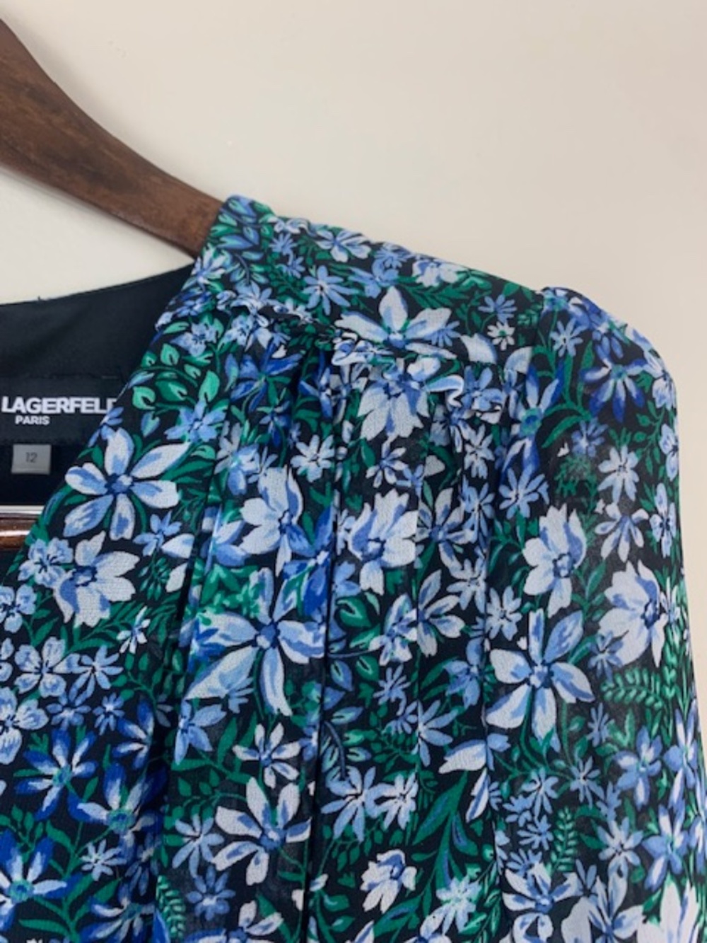 Karl Lagerfeld Paris Romantic Floral Tie Waist Ruffle Dress Women’s Sz 12 - Picture 7 of 10